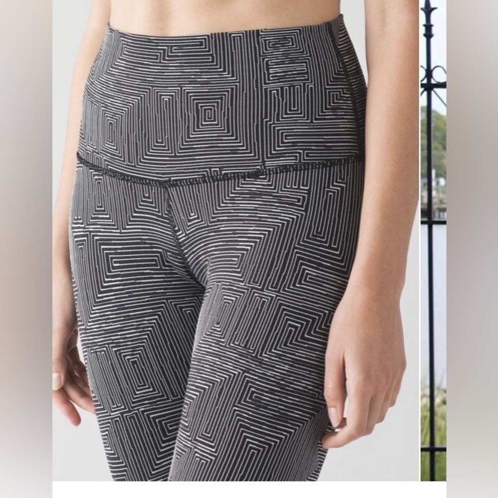 Lululemon Wunder Under Pant (Hi-Rise) - Maze Jacquard White Black